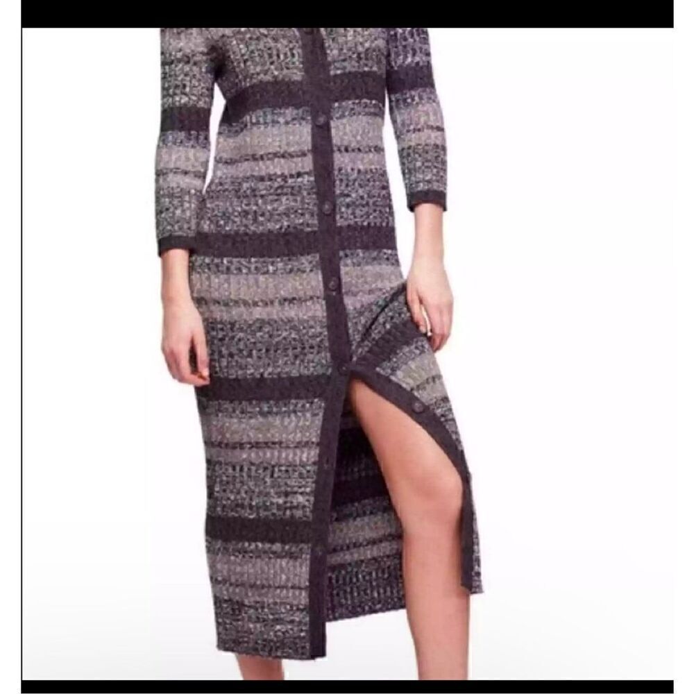 Free people cozy up knit v-neck midi dress convertible duster button front S